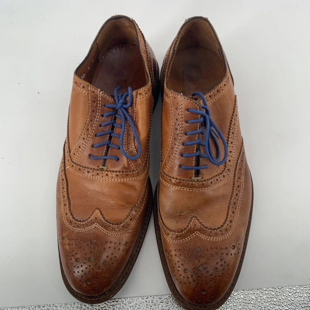Mercanti Fiorentini Made in Italy Mens Wingtip Leather Oxford Shoes‎ Brown 8 M
